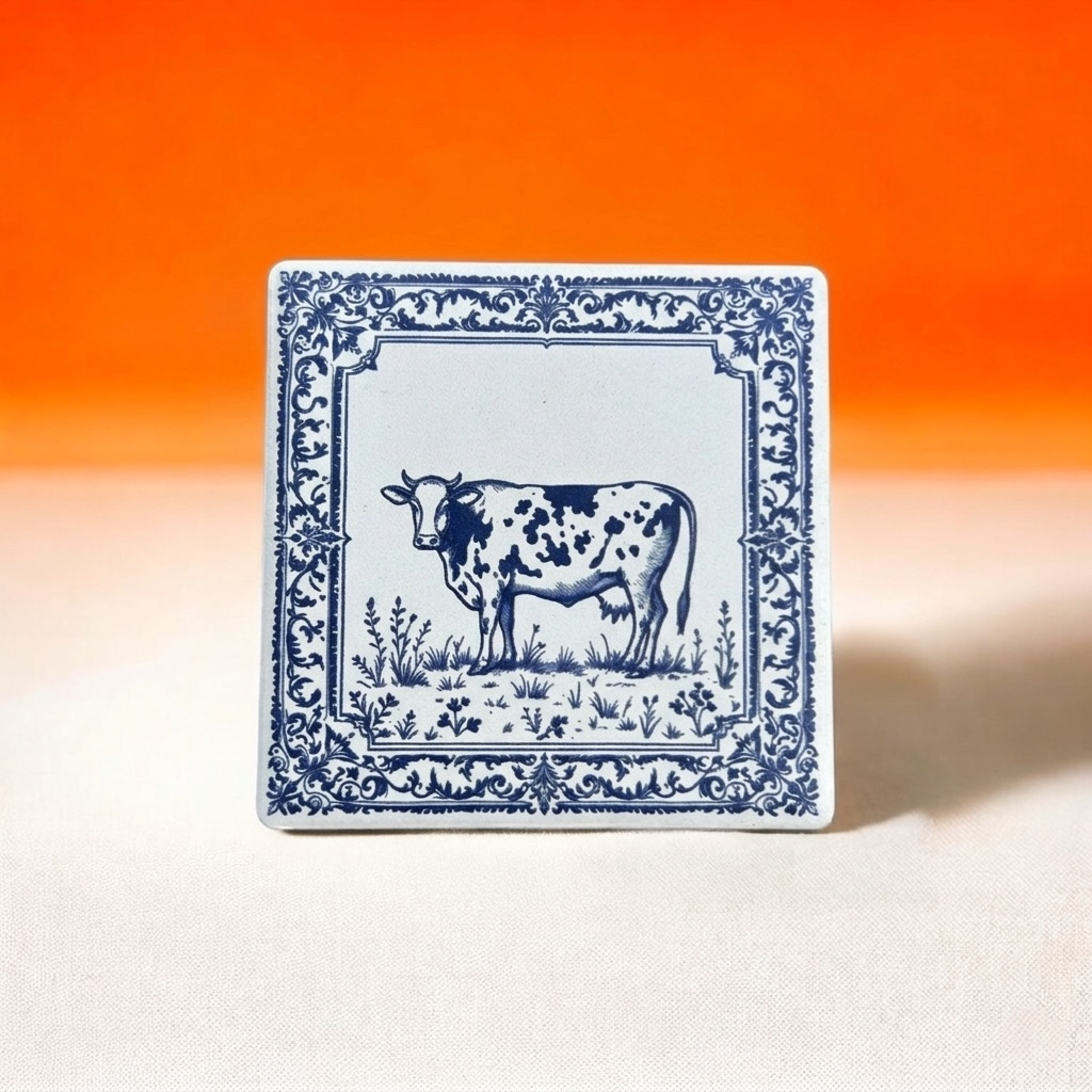 The Dutch Cow | Limited Edition Delft Blue Magnetic Tile (No. 1)