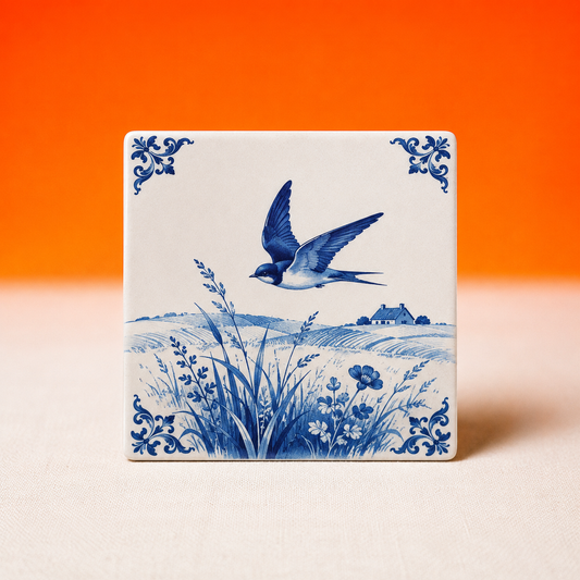 [Free Gift from €50] The Swallow | Limited Edition Delft Blue Magnetic Tile (No. 2)